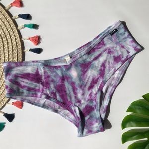 Victoria’s Secret PINK Cotton Cheekster Panty Purple Tie Dye NEW Large